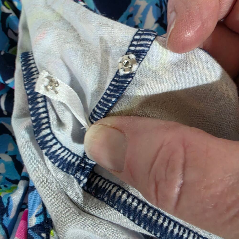 Lilly Pulitzer Kaisley Dress XS High Tide Navy Pineapple Paradise Dual Neck NEW - Picture 9 of 15